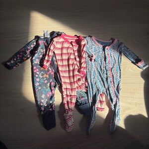 Bonds & Kickee Pants Floral, Striped, and Patterned 0-3 Month Footie Pajamas Lot